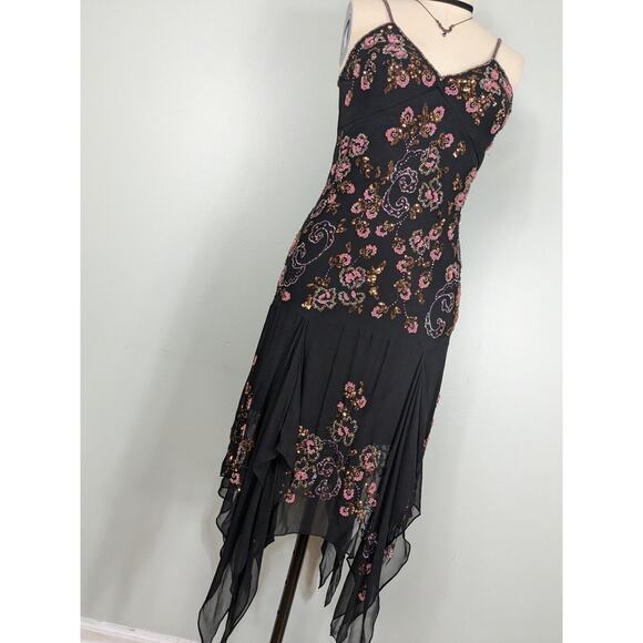 Vintage Sue Wong Prom Dress Midi Gown 10 Black Pink Silk Fairy Y2K Whimsigoth - Picture 5 of 13